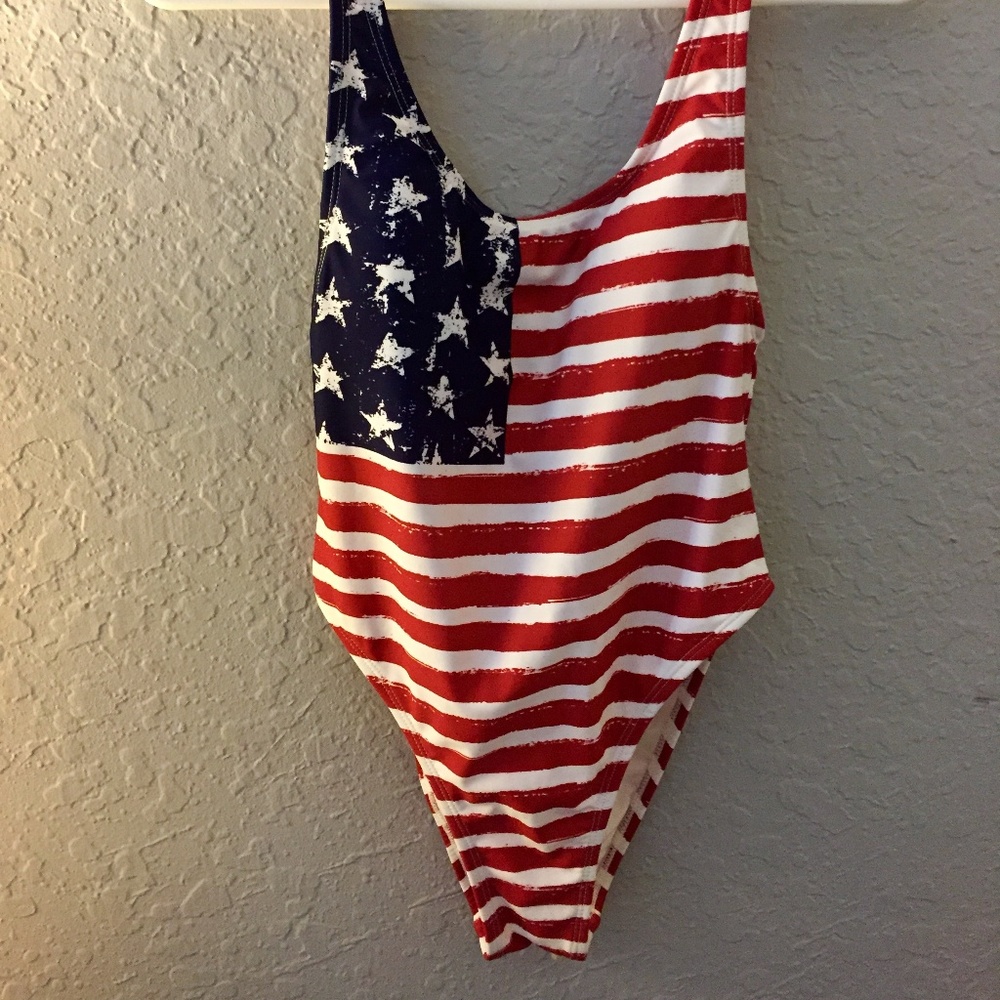 Bathing Suit with American Flag Print